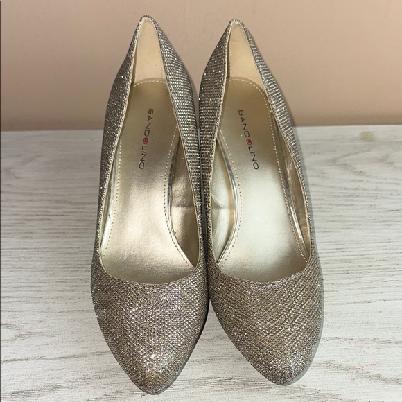 Bandolino Gold Shimmer Pumps High 3 Inch Size 7.5M Women's Great Condition - Picture 2 of 8